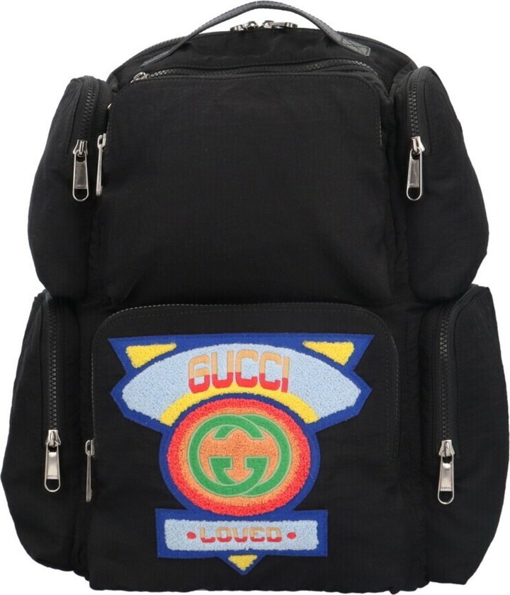 Gucci Black Multi-Color Nylon Backpack (Pre-Owned)