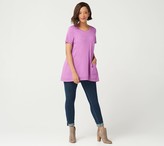 Thumbnail for your product : Logo by Lori Goldstein Cotton Modal Top with Rib Trim Detail