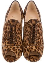 Thumbnail for your product : Christian Louboutin Peep-Toe Ponyhair Booties