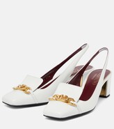 Thumbnail for your product : Valentino Garavani VLogo Chain leather slingback pumps