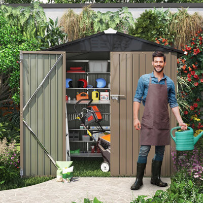 Devoko Outdoor Garden 6 ft. W X 4 ft. D Metal Storage Shed