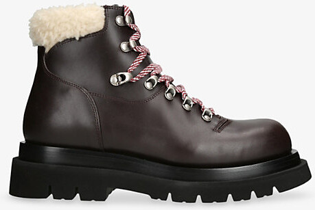 Bottega Veneta Mens Dark Brown Lug Hiking Leather Ankle Boots Eur 44 / 10 Uk Men