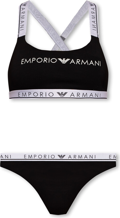Emporio Armani Women's Bra with Logo - Black - Bras