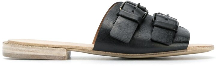 double buckle flat sandals