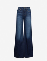 Thumbnail for your product : Frame Summer Ladies Blue Cotton Le Palazzo Wide-Leg Faded High-Rise Stretch-Denim Jeans, Size: 28
