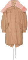 Thumbnail for your product : Calvin Klein Shearling-trimmed Cotton And Silk-blend Canvas Parka
