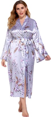 FEOYA Women's Silk Dressing Gown Ladies Kimono Robes Plus Size Womens Satin  Robe Bathrobe Plus Size Long Robe for Women Wedding Girl's Bonding Party  4XL White - ShopStyle