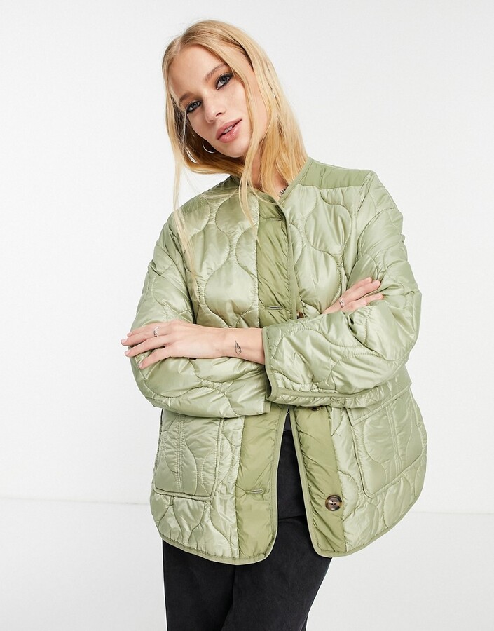 Khaki Quilted Jacket Women | Shop the world's largest collection of fashion  | ShopStyle UK