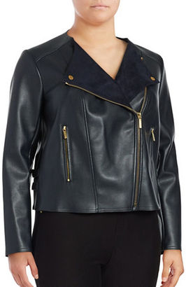MICHAEL Michael Kors Plus Leatherette Asymmetrical Jacket