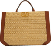 Thumbnail for your product : Valentino Garavani VLOGO Signature Raffia & Calfskin Tote Bag