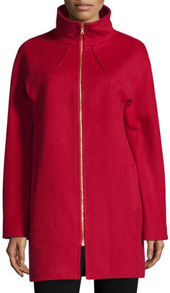 Neiman Marcus Two-Way Zip-Front Wool Jacket
