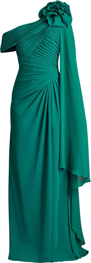Kamari draped off-shoulder gown