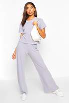 Thumbnail for your product : boohoo Soft Rib T-Shirt & Wide Leg Trouser Co-Ord