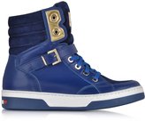 Thumbnail for your product : Love Moschino Moschino Blue Leather and Suede High Top Sneaker