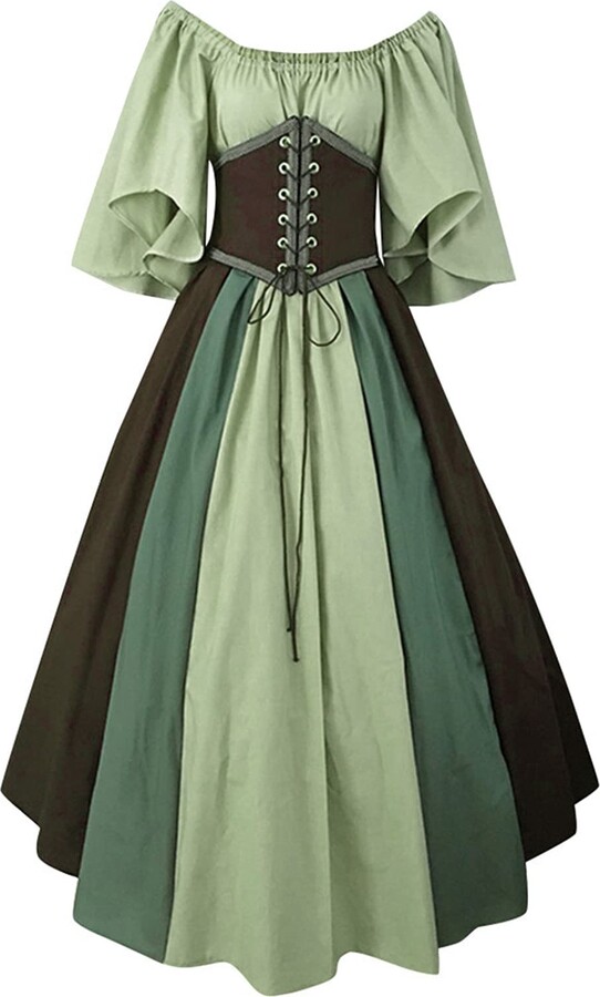 2023 Womens Medieval Corset Dress Plus Size Victorian Renaissance