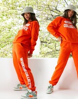 Thumbnail for your product : ASOS Weekend Collective oversized sweatshirt with varsity print in orange