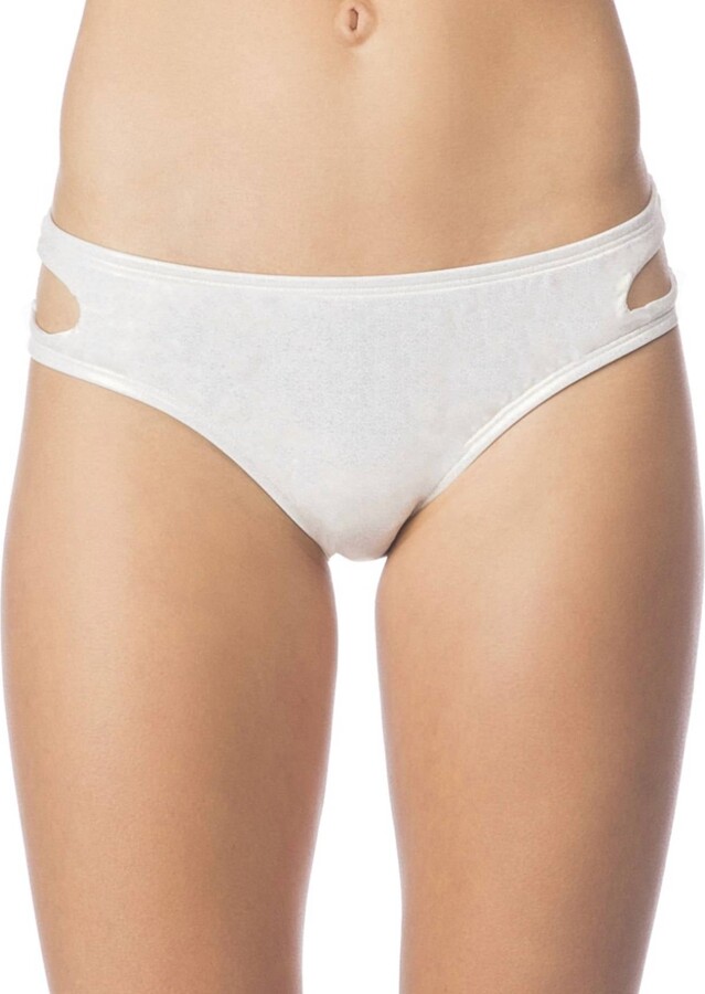 Bikini Lab Hot Shine Bling Key Hole Hipster Bikini Bottom In Gold