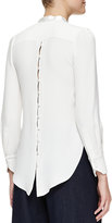 Thumbnail for your product : Adam Lippes Long-Sleeve Tie-Neck Blouse, Ivory