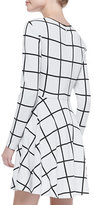 Thumbnail for your product : Ali Ro Long-Sleeve Windowpane-Print Dress