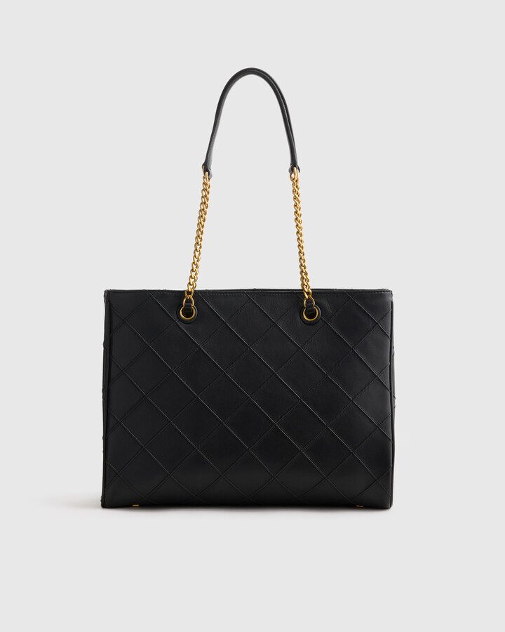 Quince Italian Leather Diamond Stitch Tote