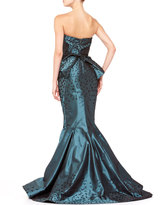 Thumbnail for your product : Zac Posen Butterfly-Print Taffeta Gown, Deep Teal