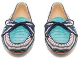 Thumbnail for your product : Gabriela Hearst Hays Crocodile-effect Leather Loafers - Womens - Blue Multi