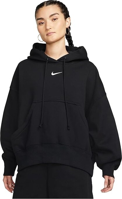 Nike Sportswear Phoenix Fleece Over-oversized Pullover Hoodie Women's Sweatshirt Black/Sail : XS (US 0-2), Cotton/Polyester