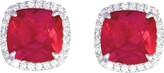 Thumbnail for your product : Frederic Sage 18k White Gold Ruby Cushion & Diamond Earrings