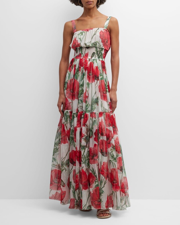 Dolce & Gabbana Printed silk chiffon maxi dress - ShopStyle