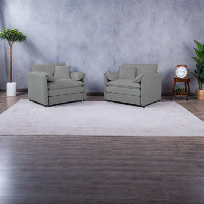 George Oliver Comfortable Chenille Accent Chairs Set Modern Design For Living Room