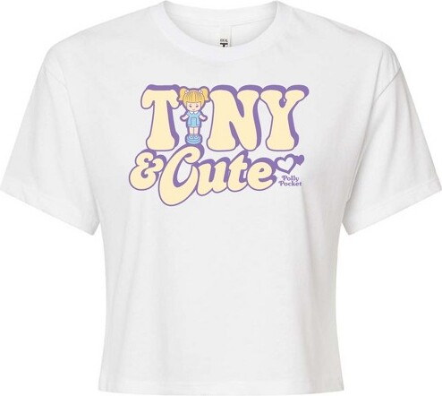 Polly Pocket Women'sPollyPocketTinyAndCuteCroppedGraphicT-Shirt-White-X-Large