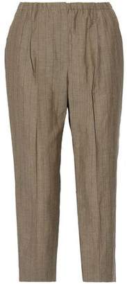 Brunello Cucinelli Pinstriped Wool And Linen-Blend Canvas Tapered Pants