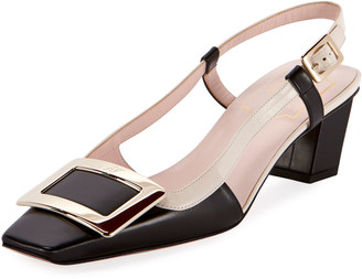 black and white slingback pumps