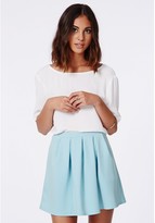 Thumbnail for your product : Missguided Cornelia Scuba Pleated Skater Skirt Powder Blue