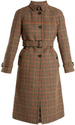 Prada Leather-trimmed checked trench coat