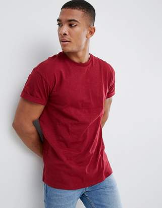 New Look high roll t-shirt in dark red