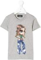 Thumbnail for your product : DSQUARED2 Kids textured girl print T-shirt