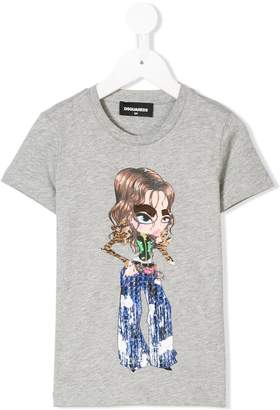 DSQUARED2 Kids textured girl print T-shirt
