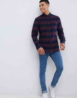 French Connection Stripe Flannel Shirt-Red