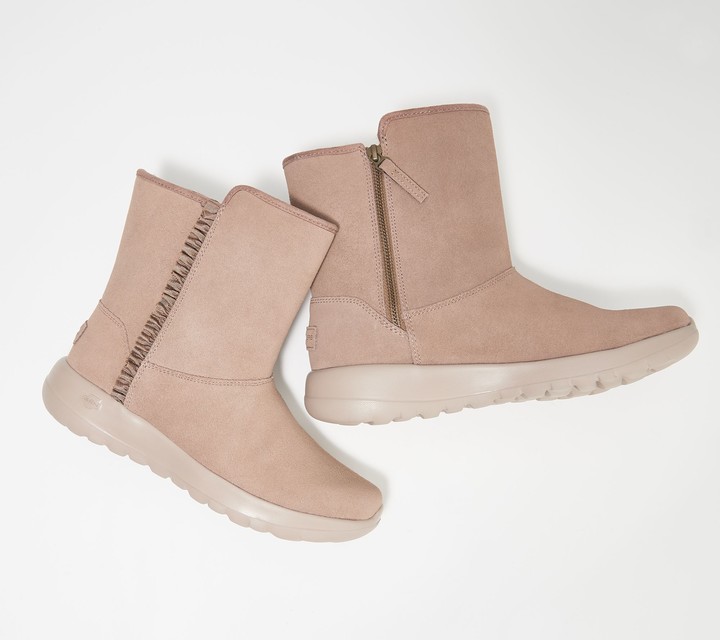 Skechers On-the-Go Suede Ruffle Boots 