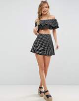 Thumbnail for your product : ASOS Design Beach Co-Ord Top In Mix And Match Spot Frill