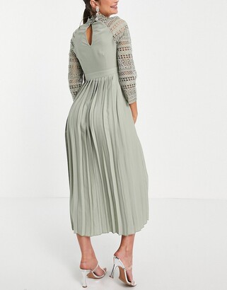 Little Mistress Maternity lace detail midaxi dress in sage green