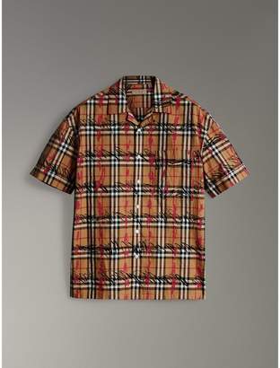 Burberry Short-sleeve Scribble Check Cotton Shirt