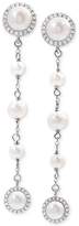 Thumbnail for your product : Arabella Cultured Freshwater Pearl (4-8mm) and Swarovski Zirconia Linear Drop Earrings in Sterling Silver