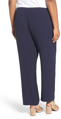 Eileen Fisher Plus Size Women's Silk Georgette Crepe Straight Ankle Pants