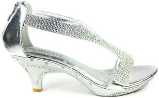 JJF Shoes Delicacy Women Lety73 Rhinestone T-Strap Evening Dancing Dress Low Heel Sandals