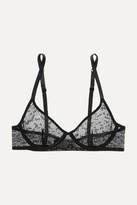 Thumbnail for your product : Les Girls Les Boys - Embroidered Stretch-tulle Underwired Half-cup Bra - Black