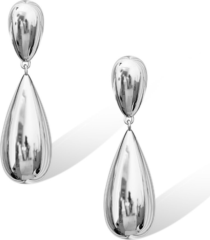 Retro Chic Silver Rain Drop Earrings