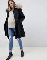 Thumbnail for your product : ASOS Maternity DESIGN Maternity parka with detachable faux fur liner-Black