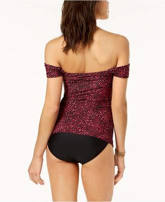 Macy's Island Escape Sahara Summers Printed Off-The-Shoulder Push-Up Tankini Top, Created for